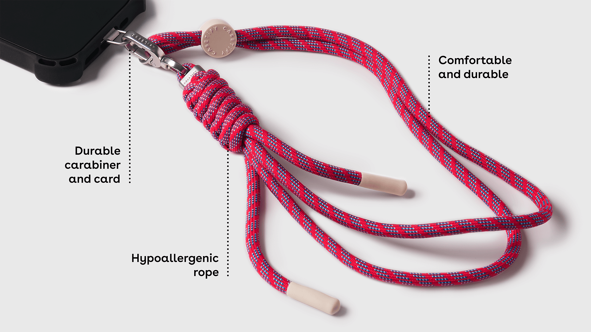 Casetify รุ่น Rope Wrist Strap (Braided) - สายคล้องข้อมือ - สี Radish 4 Casetify รุ่น Rope Wrist Strap (Braided) - สายคล้องข้อมือ - สี Radish