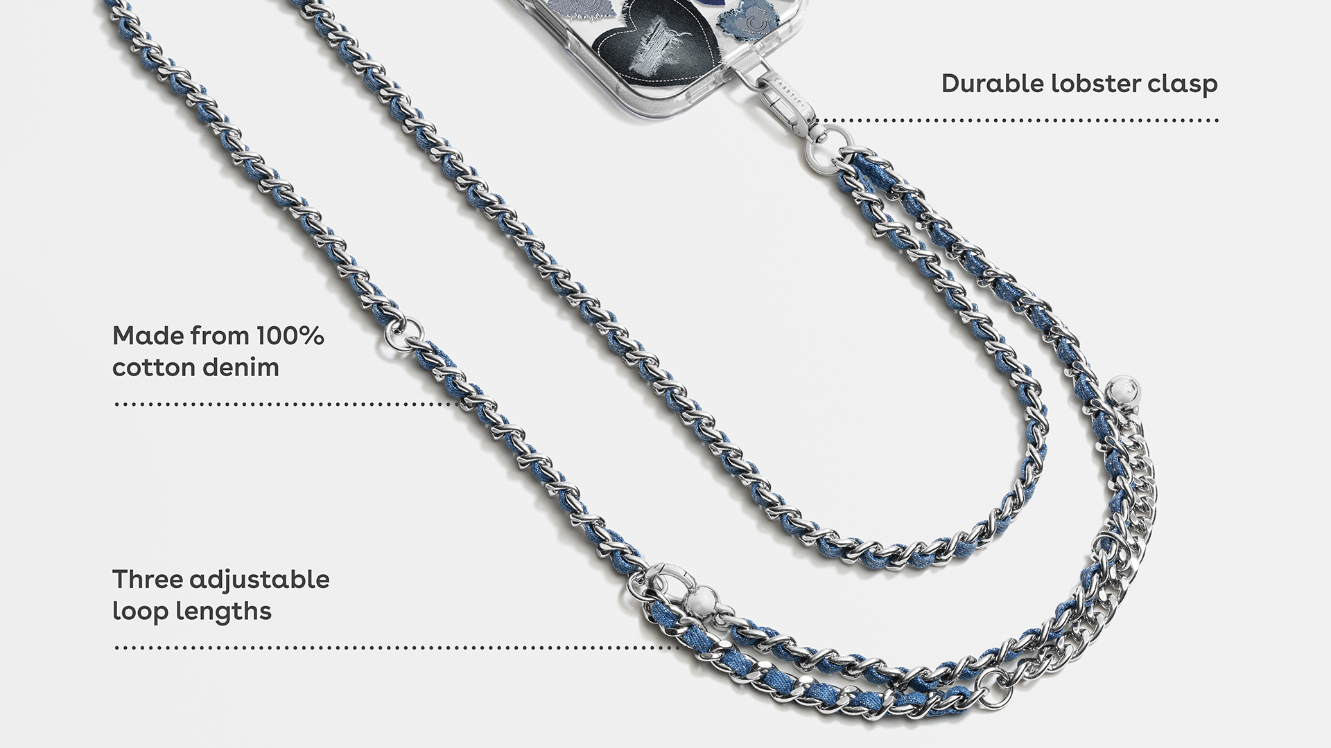 Casetify รุ่น Denim Cross-body Chain - สายคล้อง - สี Blue 8 Casetify รุ่น Denim Cross-body Chain - สายคล้อง - สี Blue