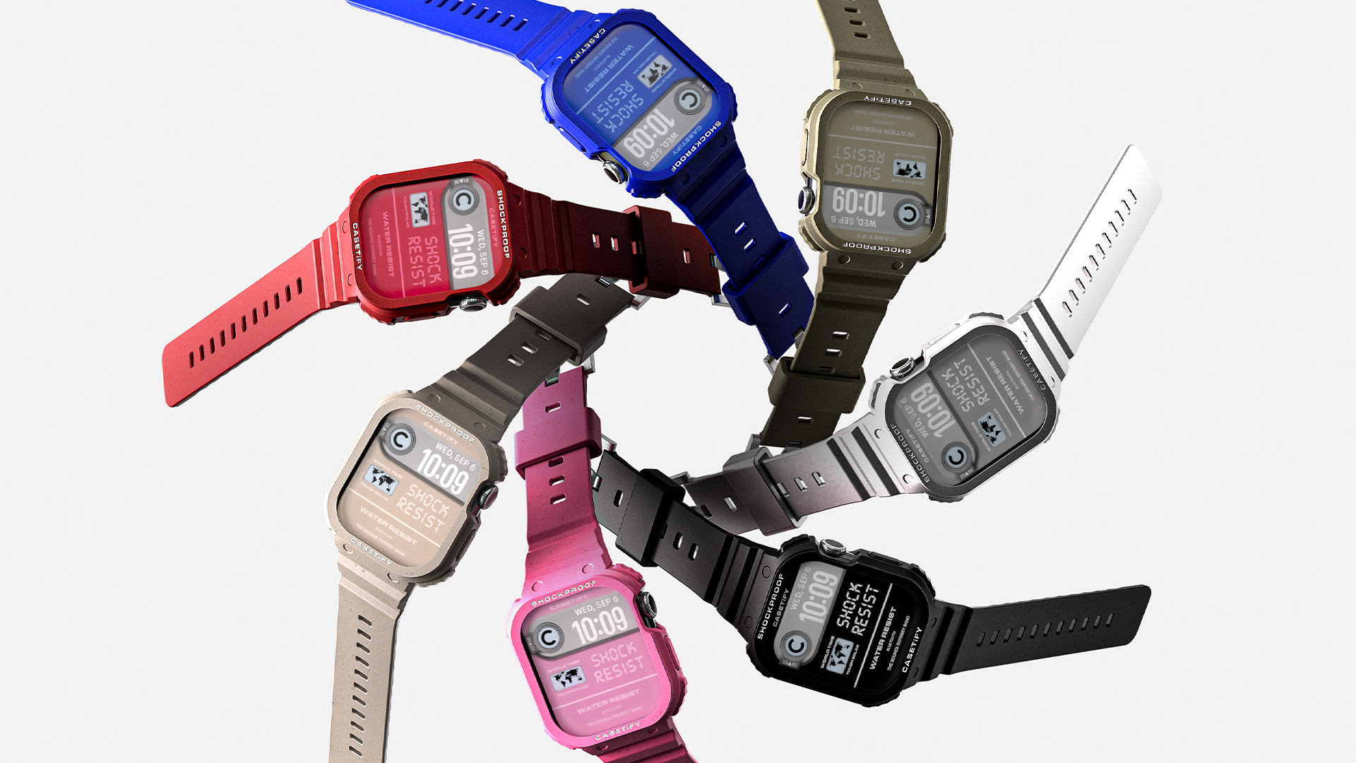 Casetify รุ่น The Bounce Odyssey Band - เคสและสายนาฬิกา Apple Watch 46mm - สี Electric Blue/Silver