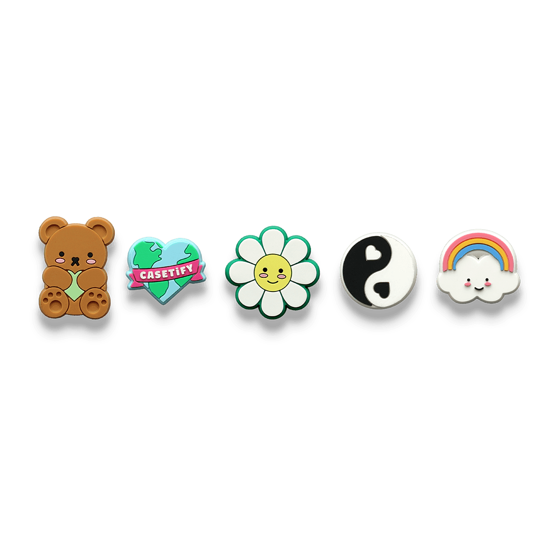 The Push-In Pin Set - Peace Love Earth Set (Rainbow Cloud, Teddy Bear, Cute Daisy, Yin Yang, Love the Earth)