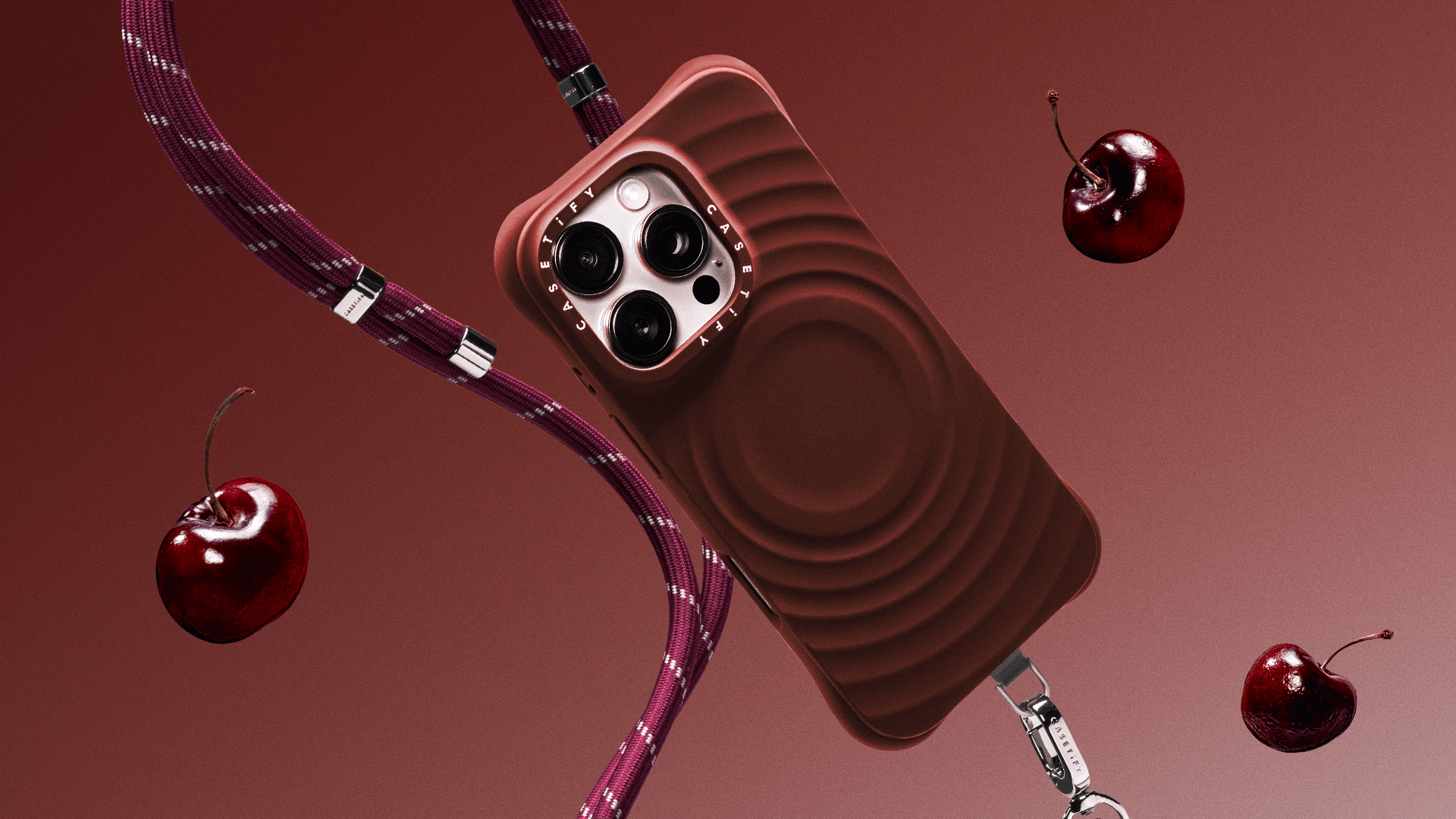 Casetify รุ่น Ripple Case - เคส iPhone 16 Pro Max - สี Dark Cherry