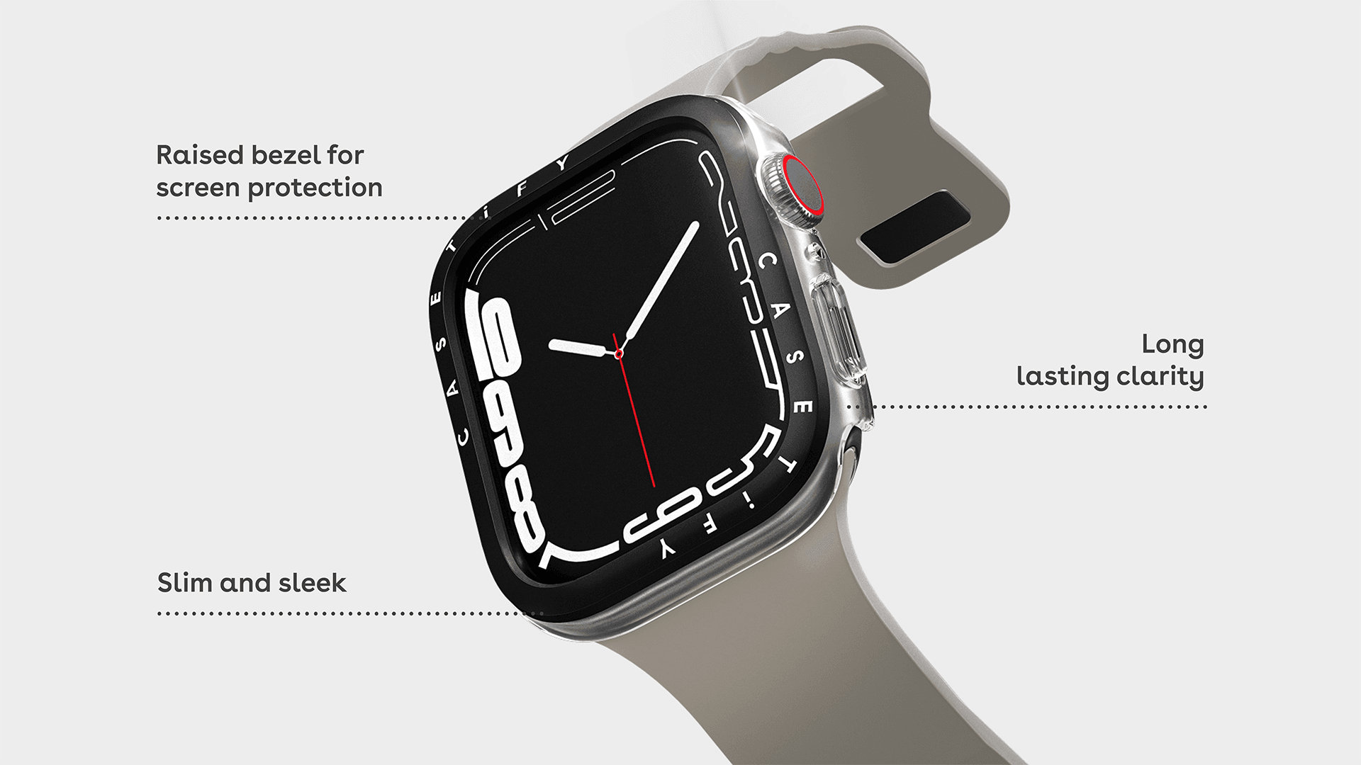 Casetify รุ่น Clear Case with Screen Protector - เคสและฟิล์ม Apple Watch 41mm - สี Black