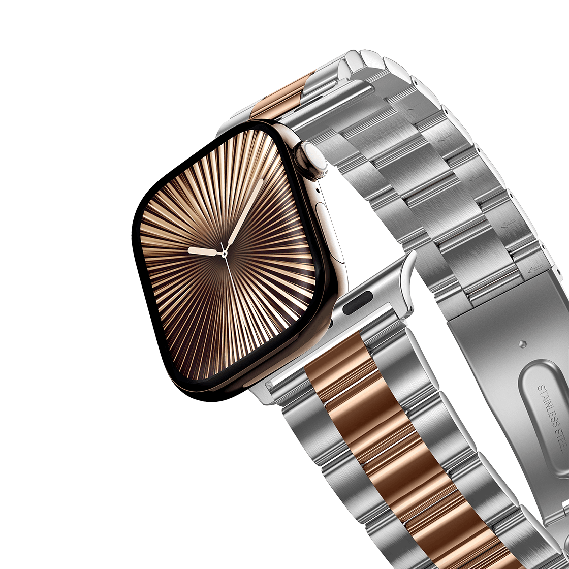 Stainless Steel 3-Link Band - Yellow Gold/Silver