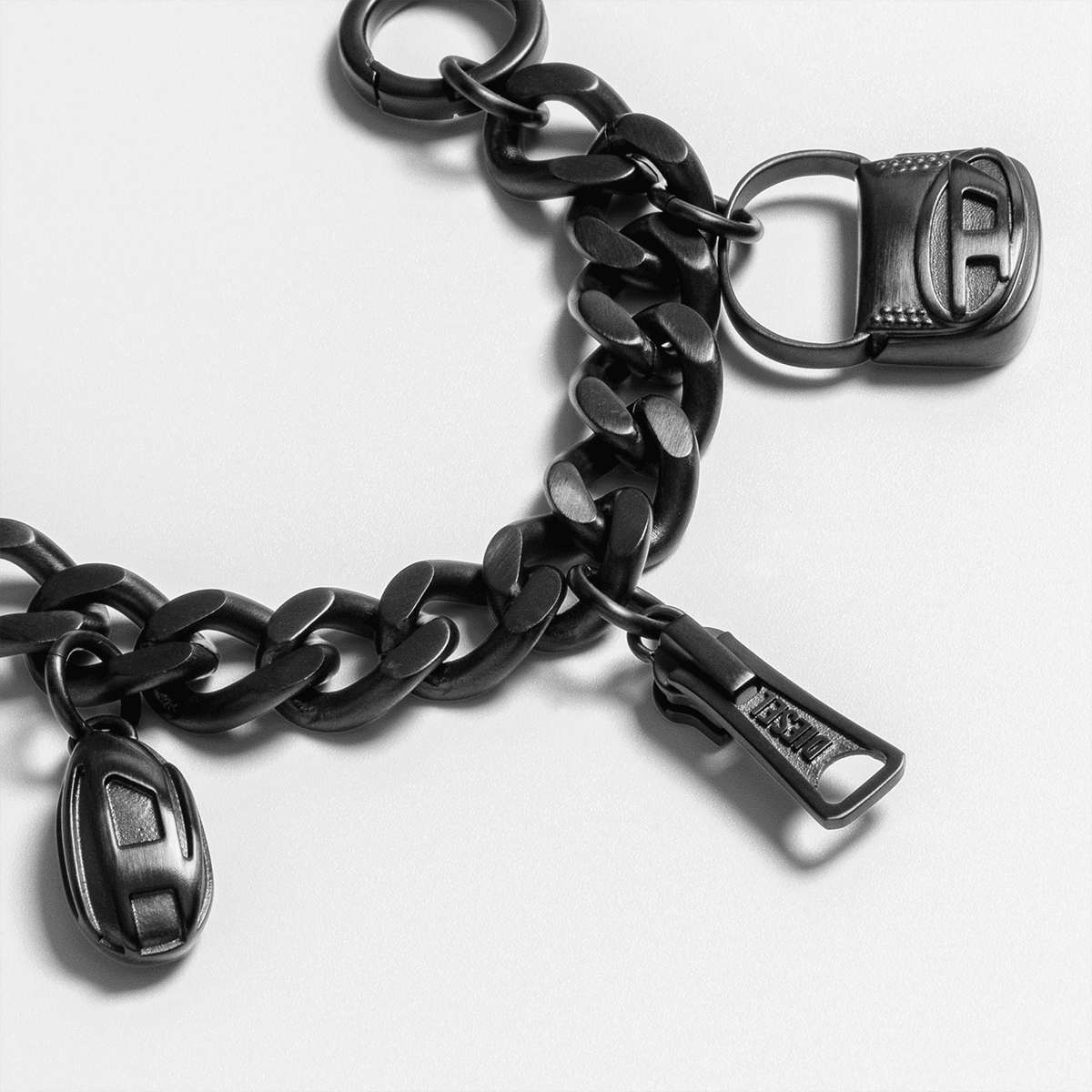 DIESEL Matte Black Thick Metal Phone Charm