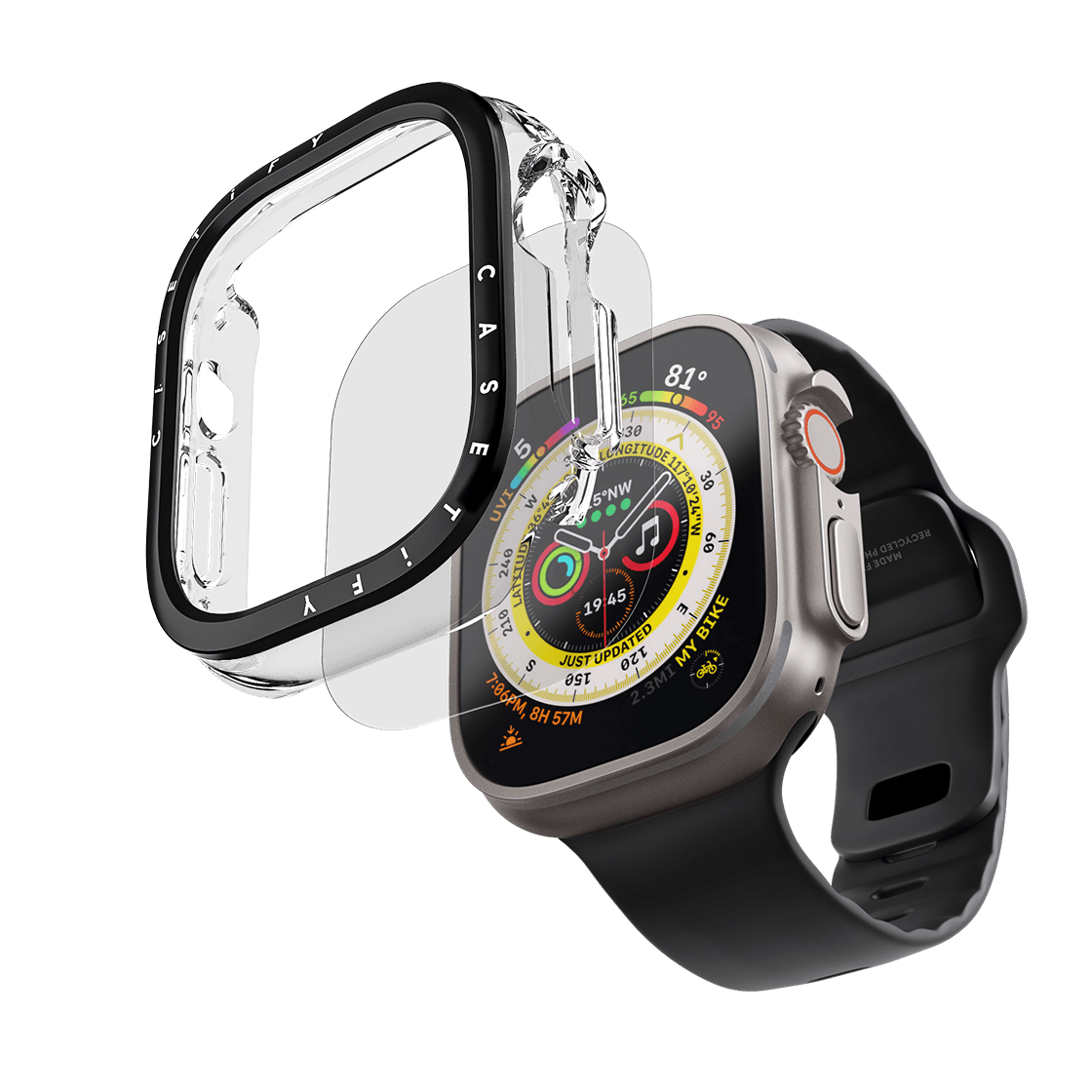Apple Watch Clear Apple Watch Ultra 3 (49mm) Case - Clear Case with Screen Protector - Black
