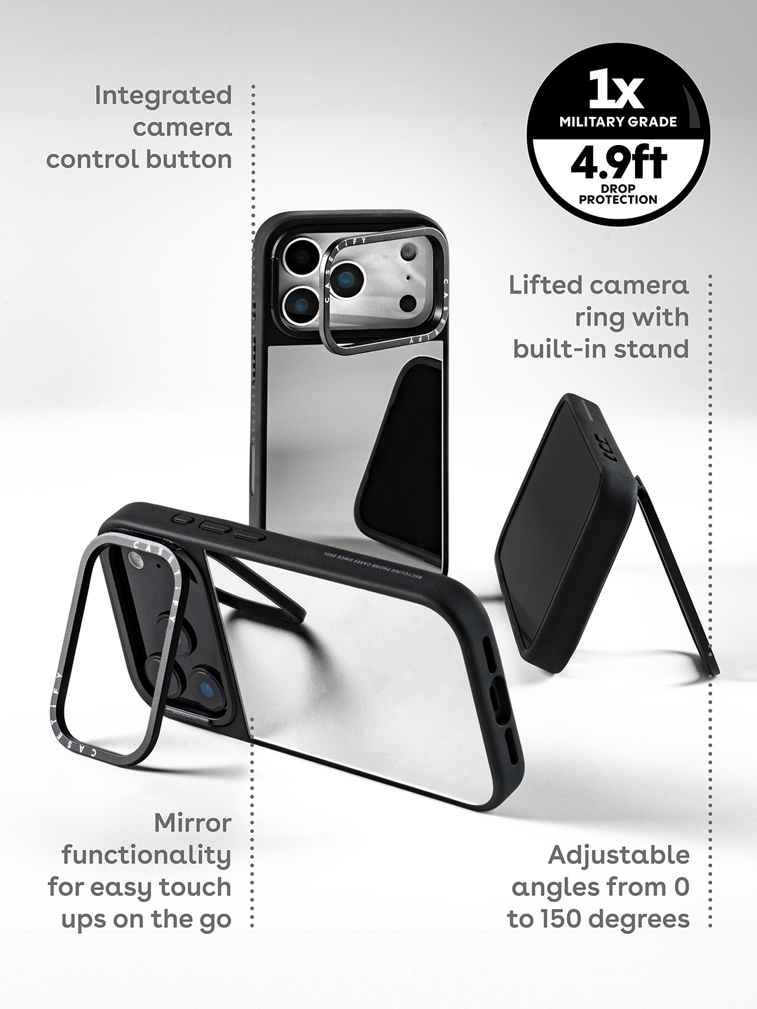 Mirror Ring Stand iPhone 17 Pro Max Case MagSafe Compatible - Topography Map
