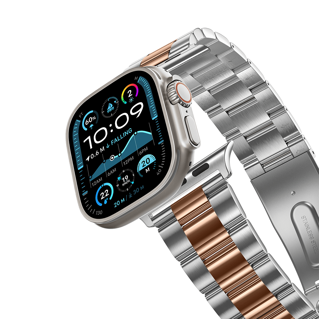 Stainless Steel 3-Link Band - Rose Gold/Silver