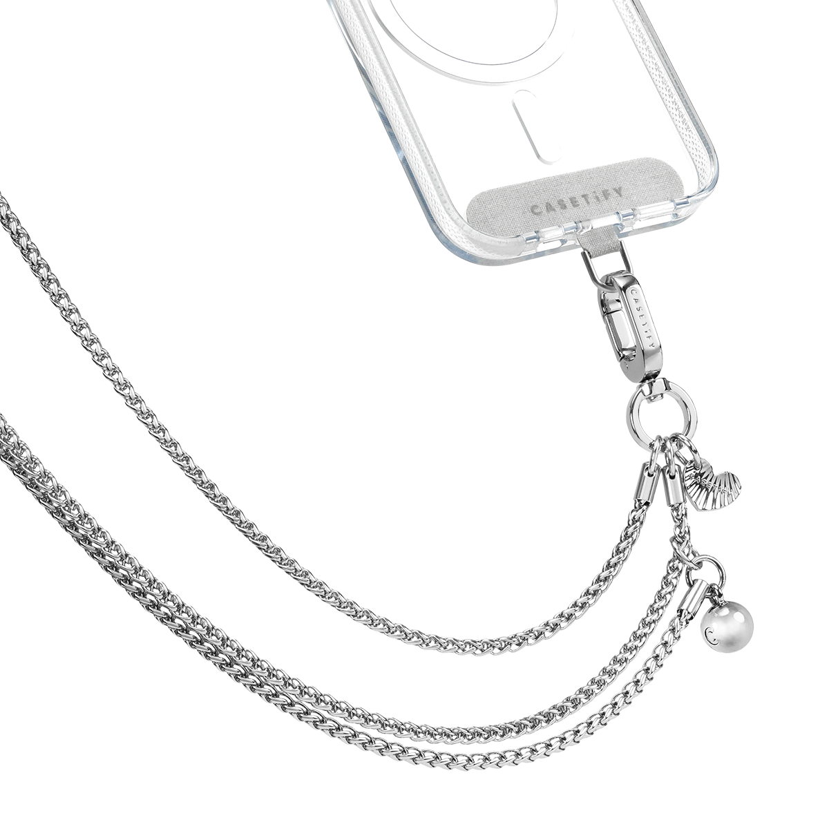 Metal Heart Cross-body Chain - Silver 