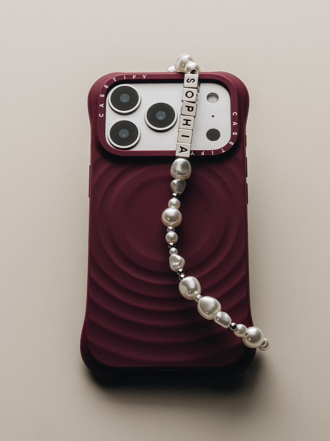 Pearl Phone Charm - Classic Pearl Silver