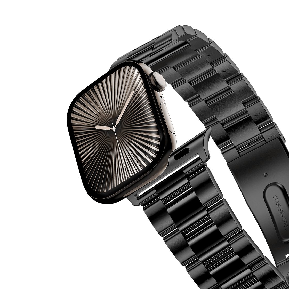 Stainless Steel 3-Link Band - Black