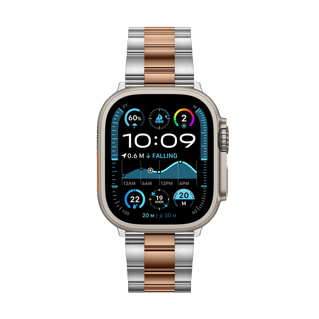 Stainless Steel 3-Link Band - Rose Gold/Silver