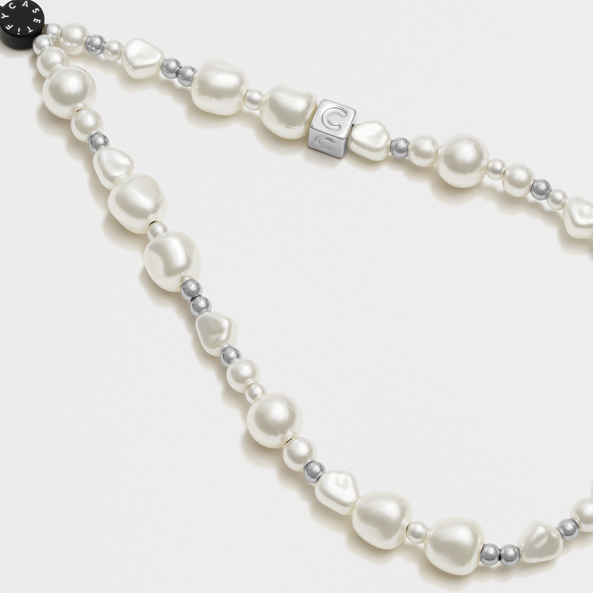 Pearl Phone Charm - Classic Pearl Silver