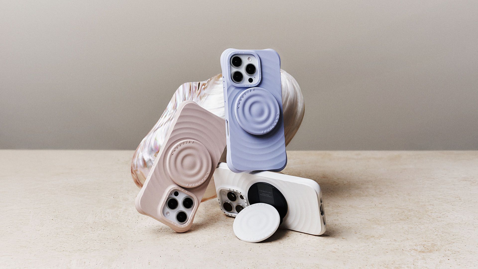 Casetify รุ่น Snappy Ripple Grip Stand - ขาตั้งและที่จับ - สี White